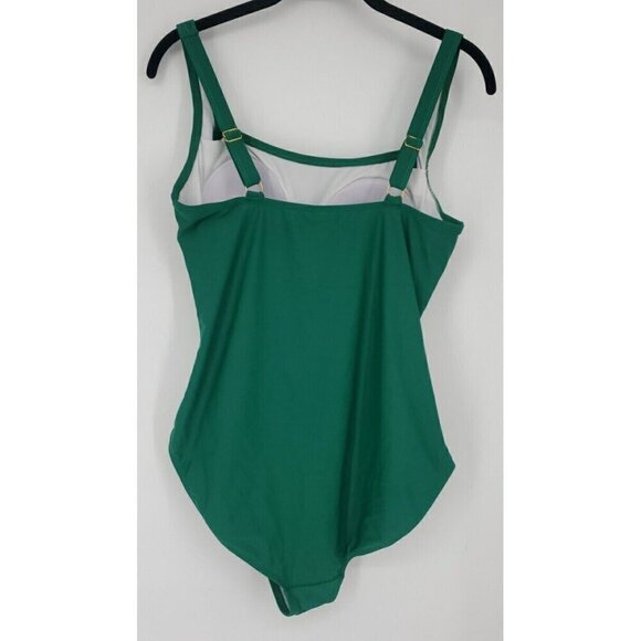 Hilor ARMY GREEN Shirred Tummy Control One Piece Swimsuit US 12 NWT - Picture 5 of 9